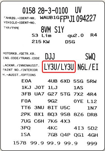 exemple étiquette code teinte voiture